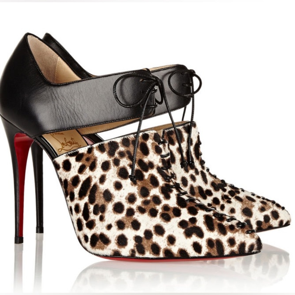 Stylish Black and Leopard Print Women's Heels